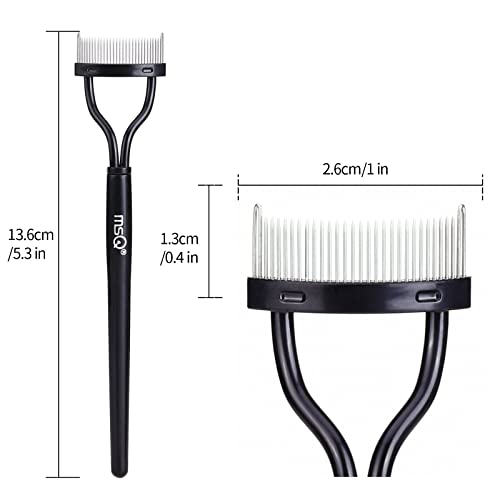 MSQ Stainless Steel Eyelash Comb and Separator Tool with Protective Cover