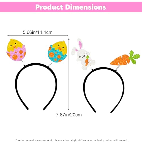 Easter Headbands for Women 2 Pcs Bunny Carrot Paper Hair Accessories