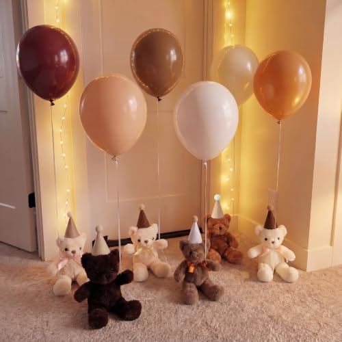 Civaner Mini Party Hats & Boho Brown Balloons Set for Stuffed Animals