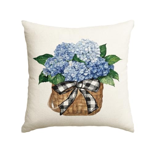 Hydrangea Flower Throw Pillow Cover - 12x20 Inch Decorative Case