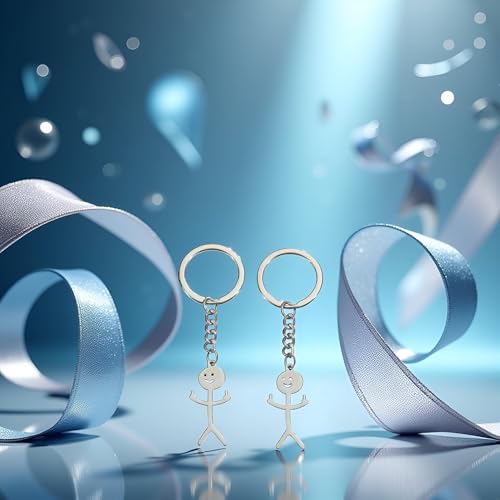 Zhuluck 2-Pack Stainless Steel Funny Doodle Finger Keychain Friendship Gift
