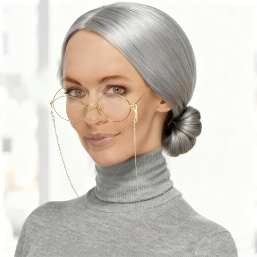 Old Lady Wig & Accessories Set for Grandma Costume & Cosplay