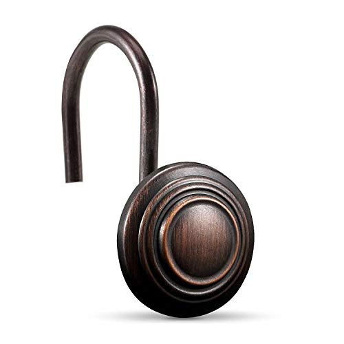 CHICTIE Bronze Shower Curtain Hooks - Rustproof Metal Rings, Set of 12
