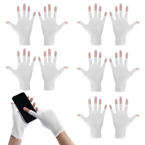 TIESOME Fingerless Cotton Gloves for Dry Hands & Eczema - 5 Pairs