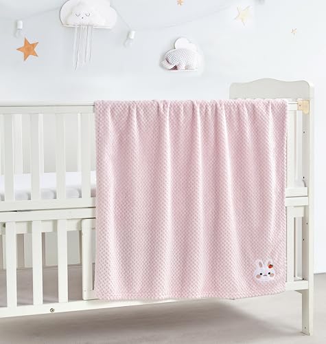 CREVENT 30x40 Fluffy Bunny Baby Blanket - Soft Pink Infant Bedding