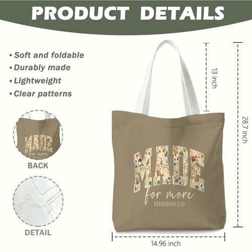 Christian Canvas Tote Bag for Women - Reusable Shopping Bag