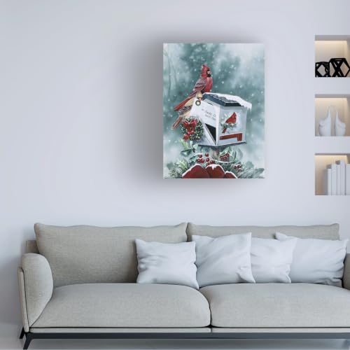 Christmas Cardinals Canvas Wall Art - 32x24 Inch, Ready to Hang, US Made