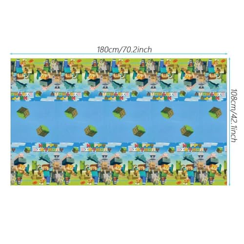 Pixel Game Party Tablecloths - 3 Pack Disposable Waterproof Table Covers
