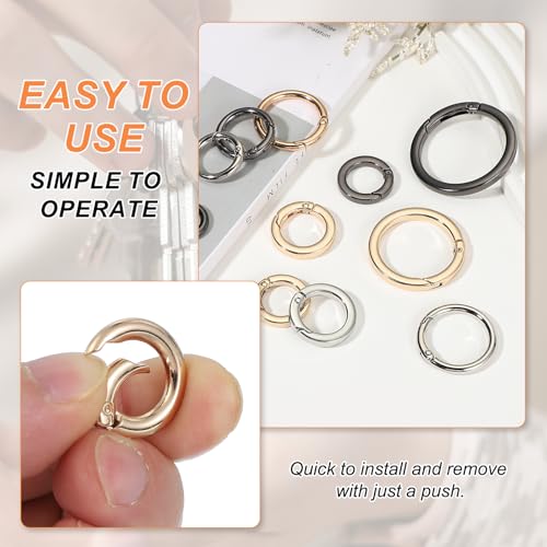 PATIKIL Metal Spring O Rings Round Clips Snap Buckle Clasps for DIY Crafts