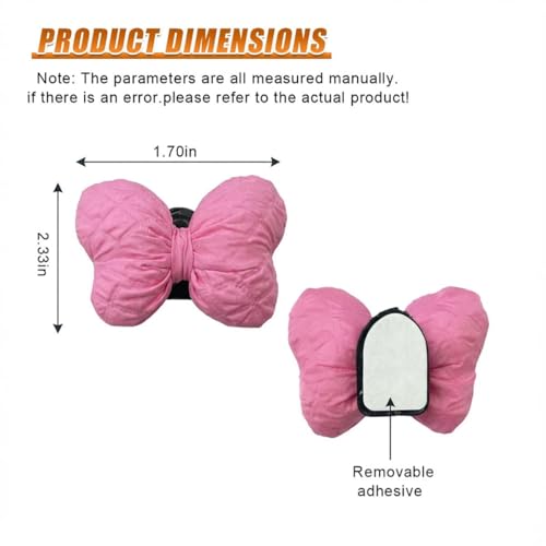 QEUOBUE 2PCS Mini Car Hooks Self-Adhesive Bow-Knot Storage Hangers Pink