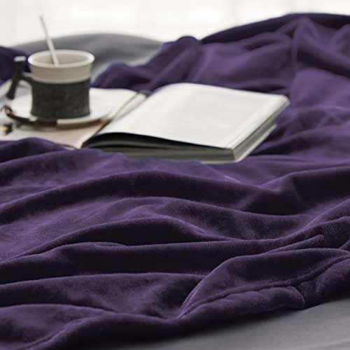 Bedsure GentleSoft Fleece Blanket - Queen Size Purple, 90x90 in