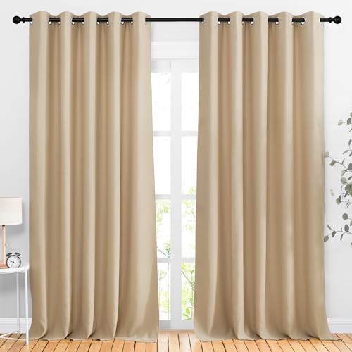 NICETOWN Biscotti Beige Blackout Curtains 66" x 92" - 2 Panel Set