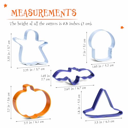 Halloween Cookie Cutters Set - 5 Stainless Steel Shapes for Baking