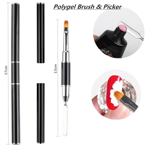 FULINJOY 5-Piece Nail Art Tool Set with Resin Palette and Dual-Ended Brushes