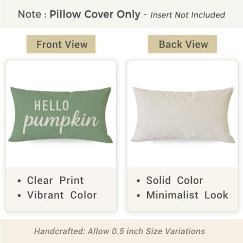 Sage Green Fall Throw Pillow Cover 12x20 | Hello Pumpkin Design