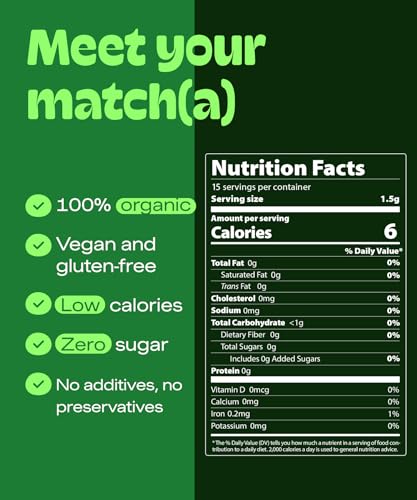 Matcha DNA Organic Matcha Green Tea Powder Sticks, 15 Count
