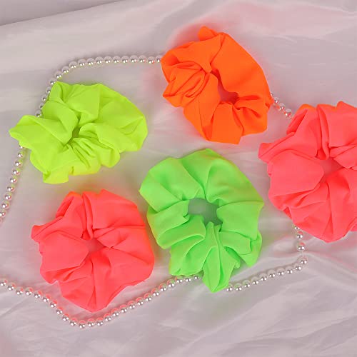 Leadigol 8 Pack Neon Hair Scrunchies Elastic Chiffon Hair Ties