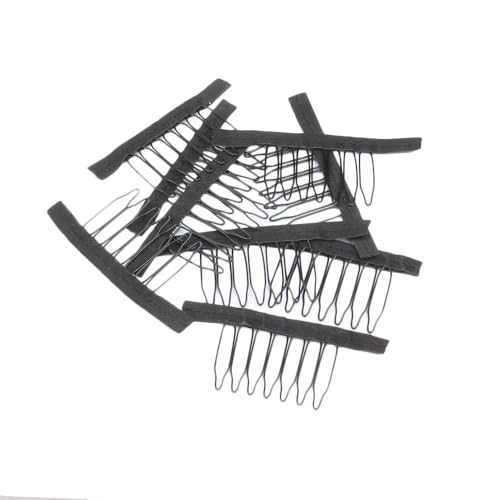 FeiHong 24 Pcs Wig Combs 7-Teeth Black Stainless Steel Hair Clips