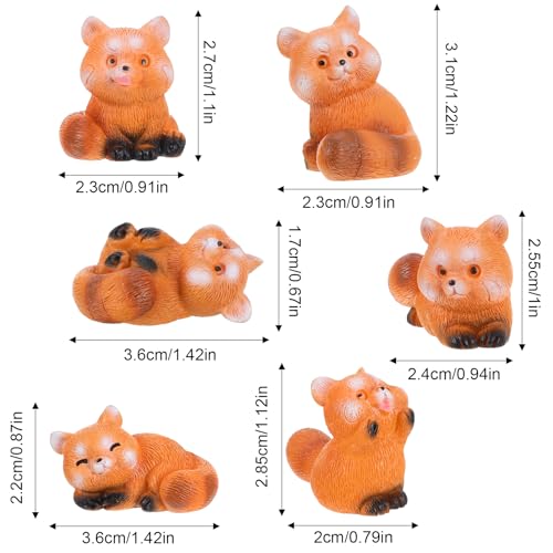 Yolev 6Pcs Red Panda Resin Dashboard Decorations and Cute Car Ornaments