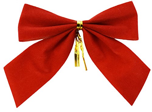 Set of 36 Mini Red Velvet Christmas Bows - Holiday Tree Ornaments & Decorations