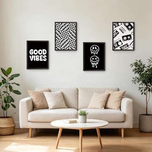Hapons Retro Checkered Wall Art Decor - Smiley Face Prints