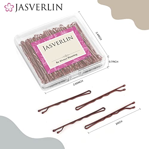 JASVERLIN Brown Bobby Pins 100 Pcs 2 Inch Metal Hair Pins for Updos