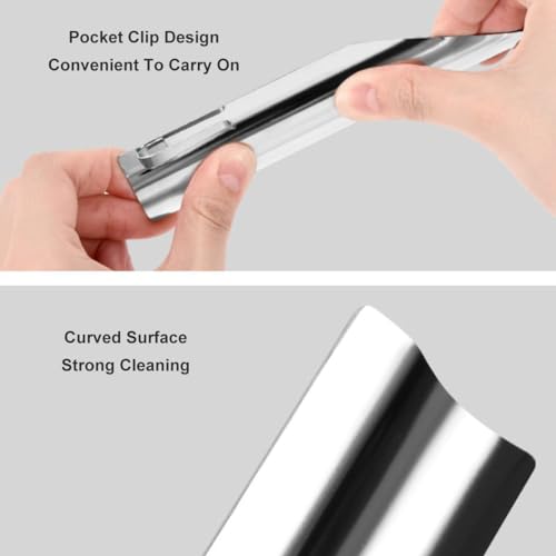 Stainless Steel Table Crumb Sweeper with Pocket Clip for Quick Cleanup