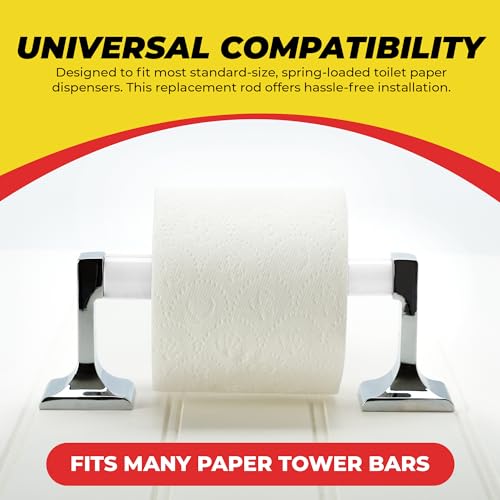 Qualihome White Spring Loaded Toilet Paper Roll Holder Replacement Rod