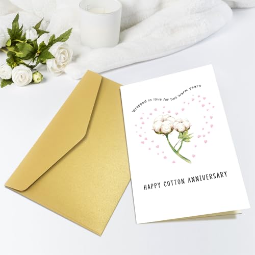 Happy 2-Year Anniversary Card for Him/Her - Cute Cotton Design