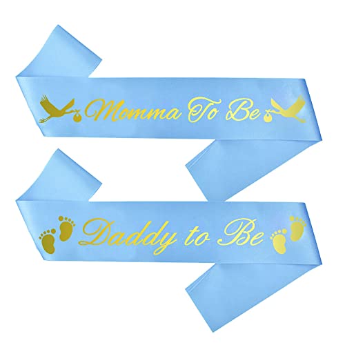 Momma To Be & Daddy To Be Baby Shower Sash Bundle Boy Blue