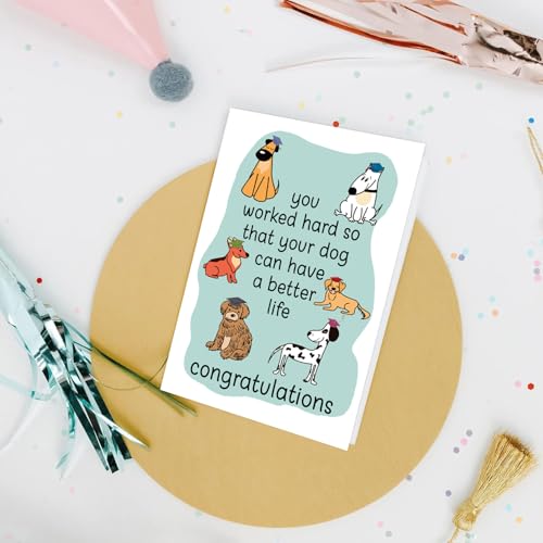 Funny Dog Graduation Card - Witty Congrats Gift for Dog Lovers