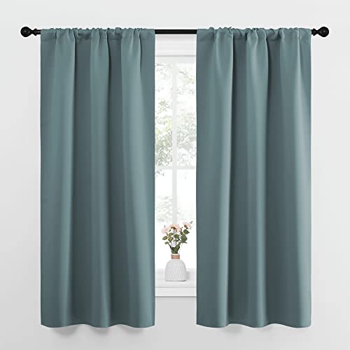 NICETOWN Greyish Blue Blackout Curtains 2 Panels, 34x63 Inches, Thermal Insulated Window Drapes