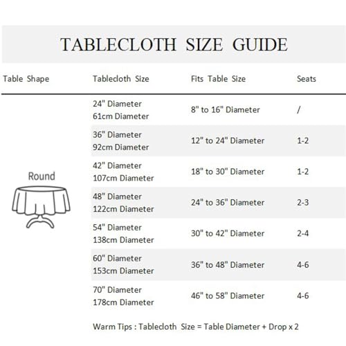 Christmas Round Tablecloth 60 Inch Navy Blue & White Snowflakes Waterproof Fabric