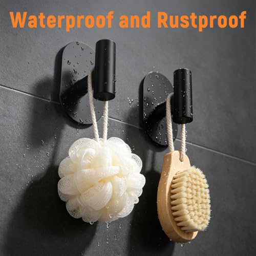 SetSail Matte Black Adhesive Towel Hooks - 4 Pack for Bathroom