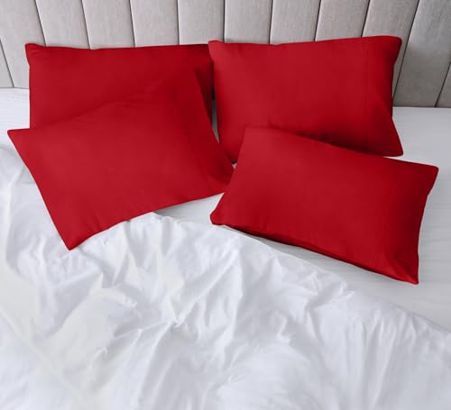 Utopia Bedding Standard Pillow Cases, Ultra Soft Brushed Microfiber, Red, 4-Pack