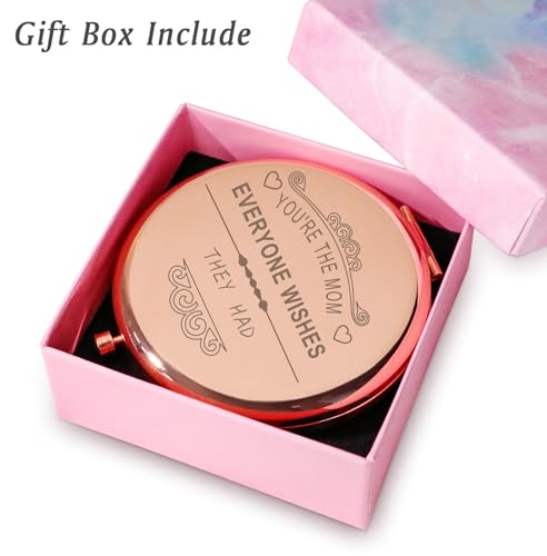 Engraved Compact Mirror Gift for Mom - Custom Stainless Steel Pocket Mirror