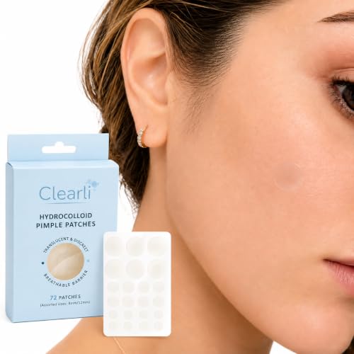 Clearli Hydrocolloid Acne Patches - Invisible Pimple Spot Treatment, 72 Count