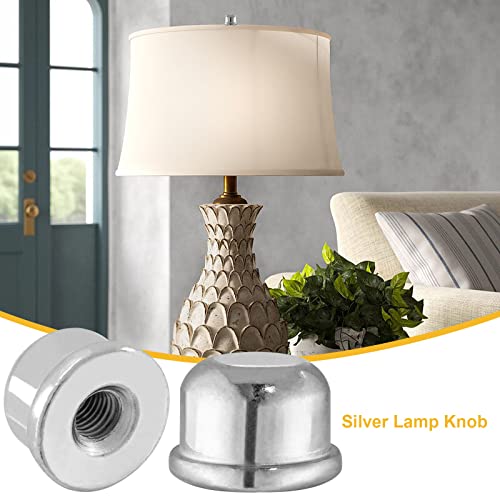 Silver Lamp Finials 1/4-27, 0.5 Inch Tall - 2 Pack