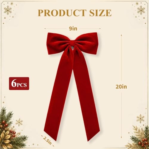 Red Velvet Christmas Tree Bow Set - Large Holiday Decor, Single-Bow Variation