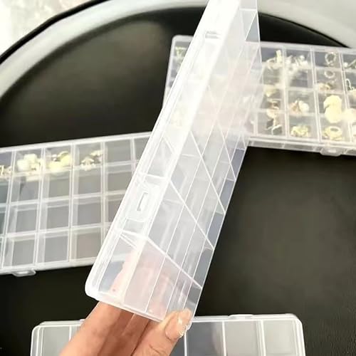 Yansanido 24-Grid Jewelry Organizer Clear Plastic Storage Box for Earrings & Small Items