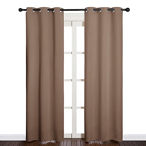 NICETOWN Blackout Curtains - 34" x 84" Grommet Drapes, Cappuccino (2 Panels)