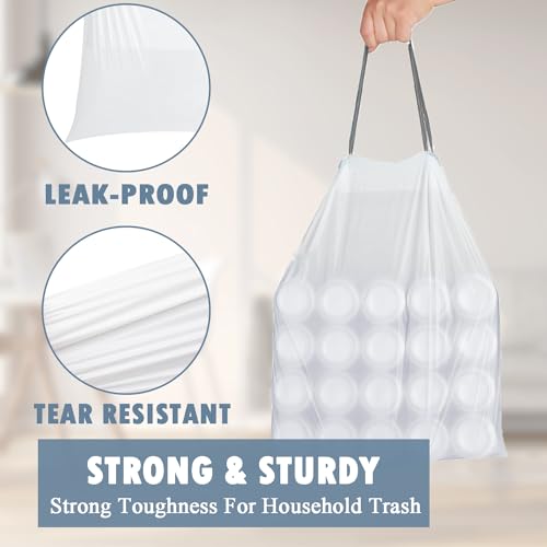 PACCOLYN 4 Gallon Small Trash Bags with Drawstring, 57 Count White Liners