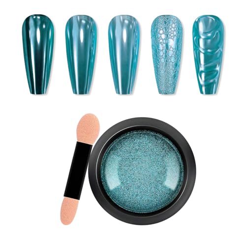 Chrome Nail Powder Mirror Effect Sky Blue Metallic Dust Pigment