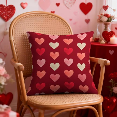 Sivirary Valentine's Day Throw Pillow Covers, 18x18, Set of 2, Dark Red