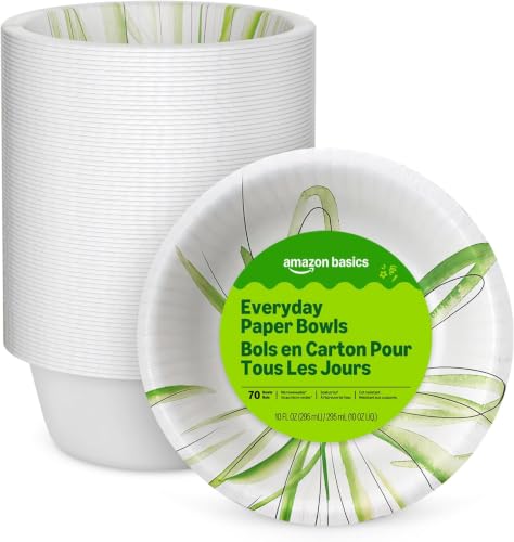 Amazon Basics 10 Oz Disposable Paper Bowls, 70 Count Pack