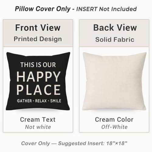 HERHOME 18x18 Farmhouse Outdoor Throw Pillow Covers, Black Set of 2