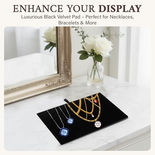 RJ Displays Black Velvet Jewelry Display Pad Insert - 14 1/8" x 8 1/4" (Variation 1)