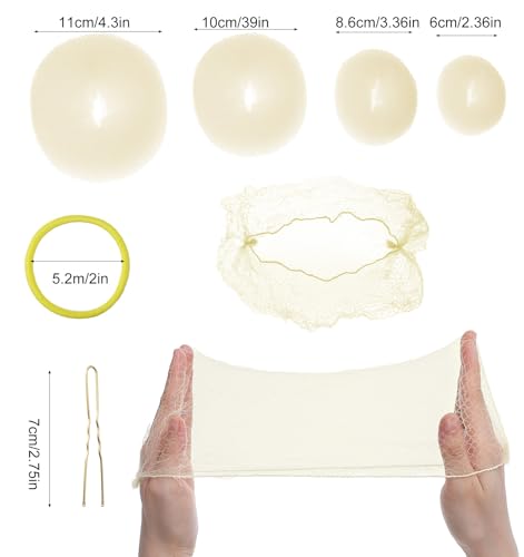 32-Piece Blonde Hair Donut Bun Maker Kit with Nets, U-Pins and Bands