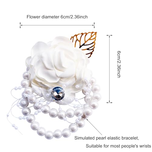 Ivory Handmade Silk Rose Wrist Corsage & Boutonniere Set