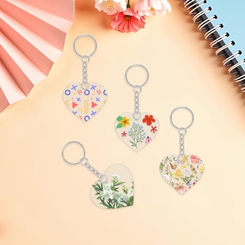 12 Pack Clear Acrylic Heart Keychain Blanks for DIY Crafts